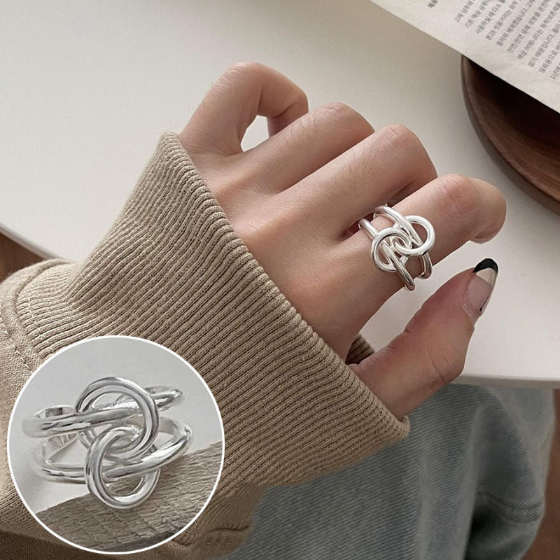 Line Cross Cord For Braiding Female Simple Irregular Wide Rings