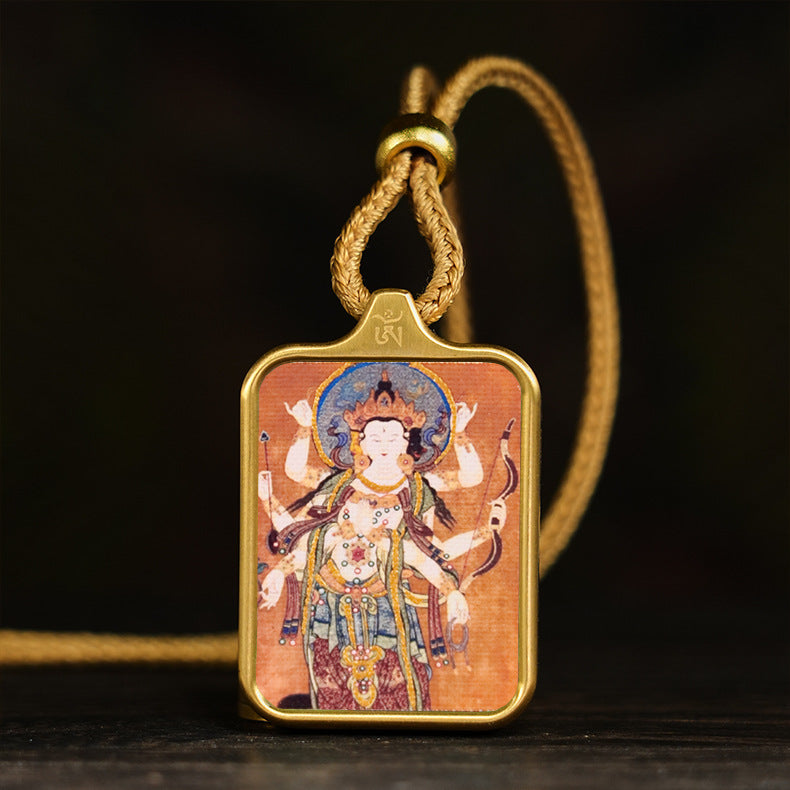 Small Yellow God Of Wealth Green Pendants