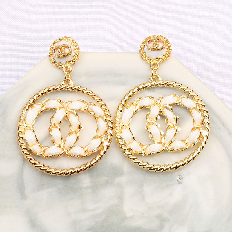 Circle Classic Style Double Long Digital Earrings