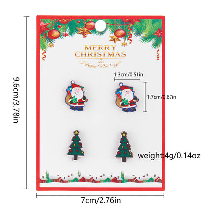 Women's Snowman Snowflake Combination Suit Wooden Cardboard Earrings