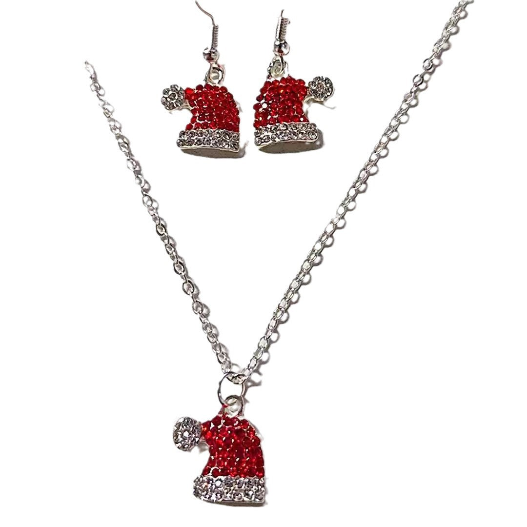 Cute Refreshing Diamond Deer Christmas Hat Necklaces