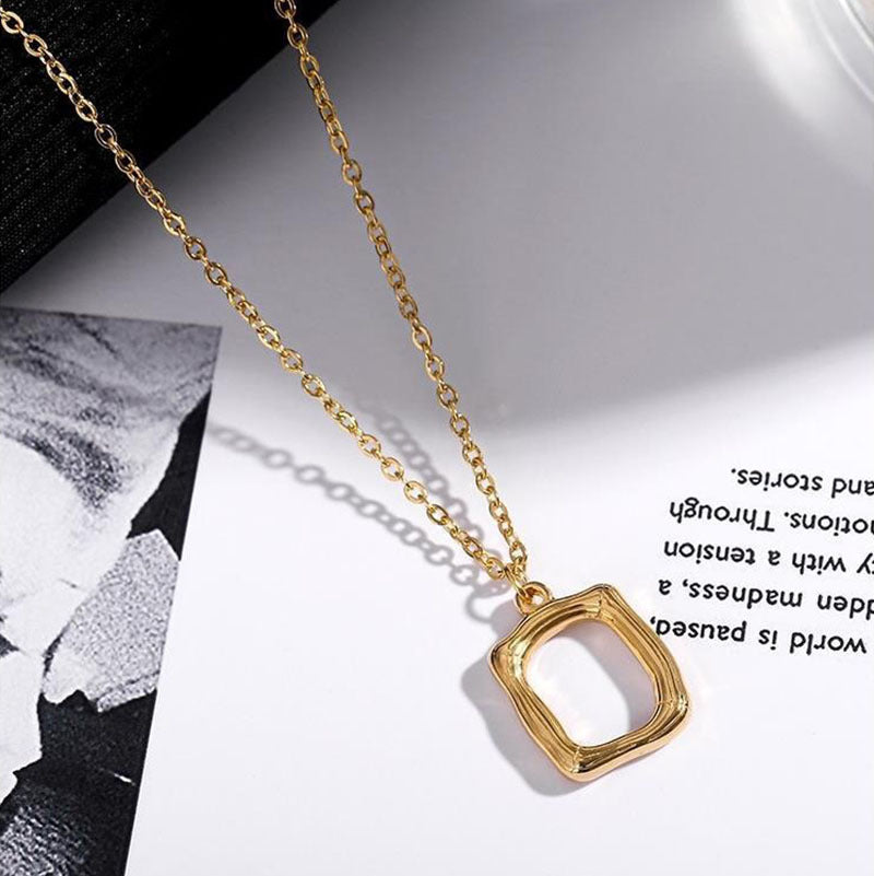 Women's Embossed Texture Square Fashion Hollow Metal Necklaces