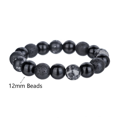 Men's Volcanic Rock Snowflake Stone Beads Vintage Bracelets