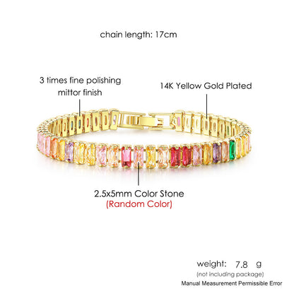 Colorful Zircon Rectangular Full Diamond Tennis Bracelets