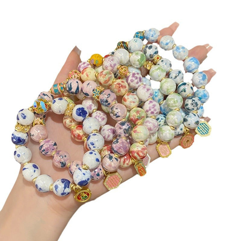 Ancient Style National Fashion Blooming Ceramic Light Luxury Bracelets