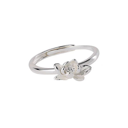 Lotus Female Sweet Design Open Flower Rings