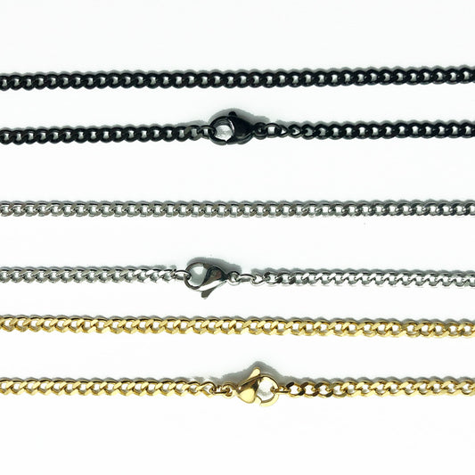 Stainless Steel Grinding Chain Black Gold Necklaces