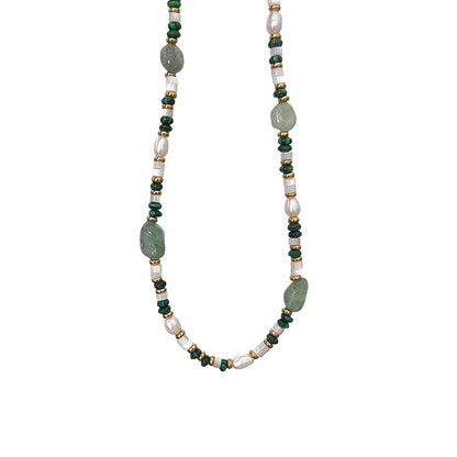 Green Aventurine Dopamine Freshwater Pearl Summer Necklaces