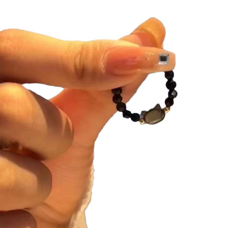 Beaded Female Black White Head Index Rings