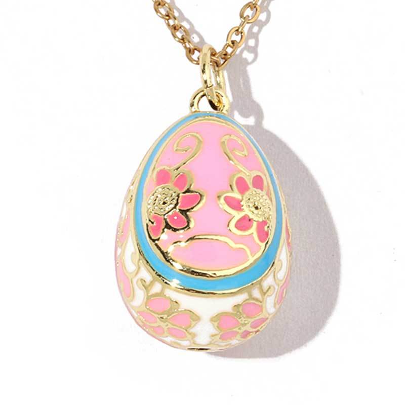 Color Copper Zircon Easter Egg Female Enamel Pendants