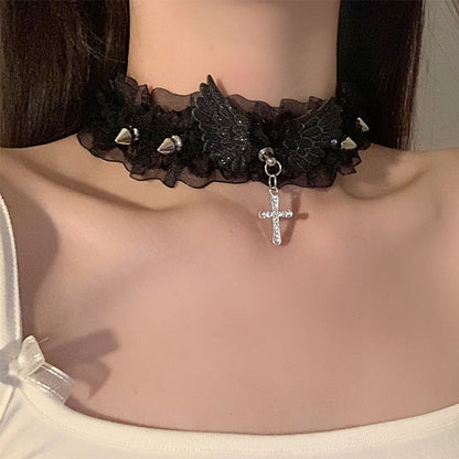 Female Angel Wings Lace Collar Collarbone Accessories Necklaces