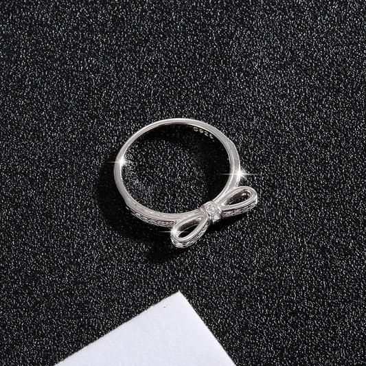 Bow Simple Personality Geometry Shining Rhinestone Rings
