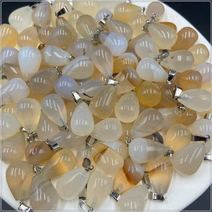 Natural Round Water Droplet Crystal Agate Pendants