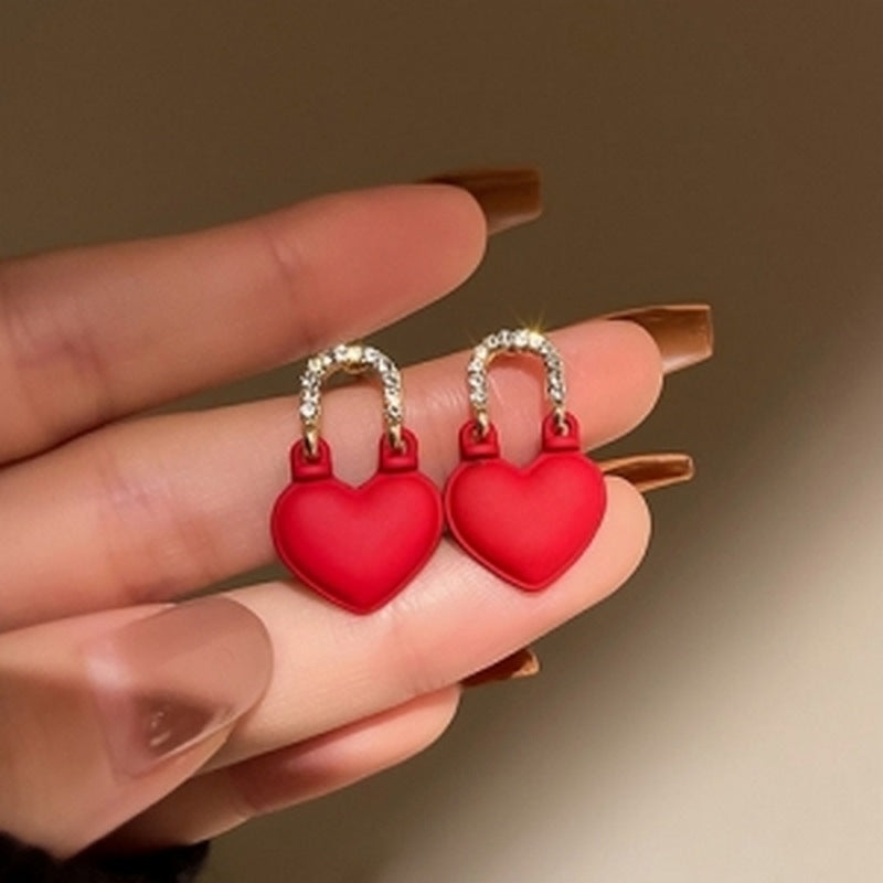 Korean Female With Hearts Simple Elegant Earrings