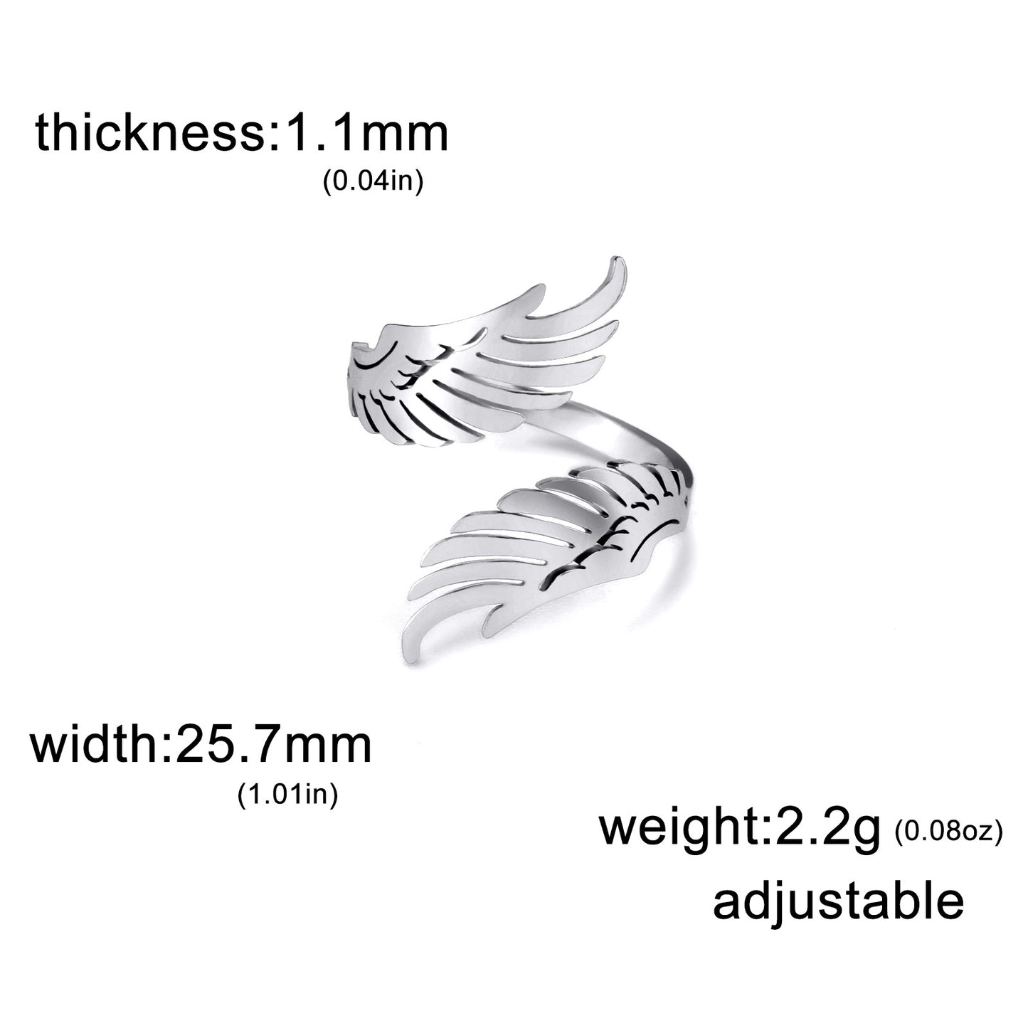 Steel Wings Open Hip Hop Punk Rings