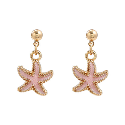 Beach Ocean Style Alloy Dripping Starfish Female Trendy Light Earrings