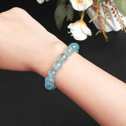 Natural Iced Aquamarine Simple Crystal Ball Bracelets