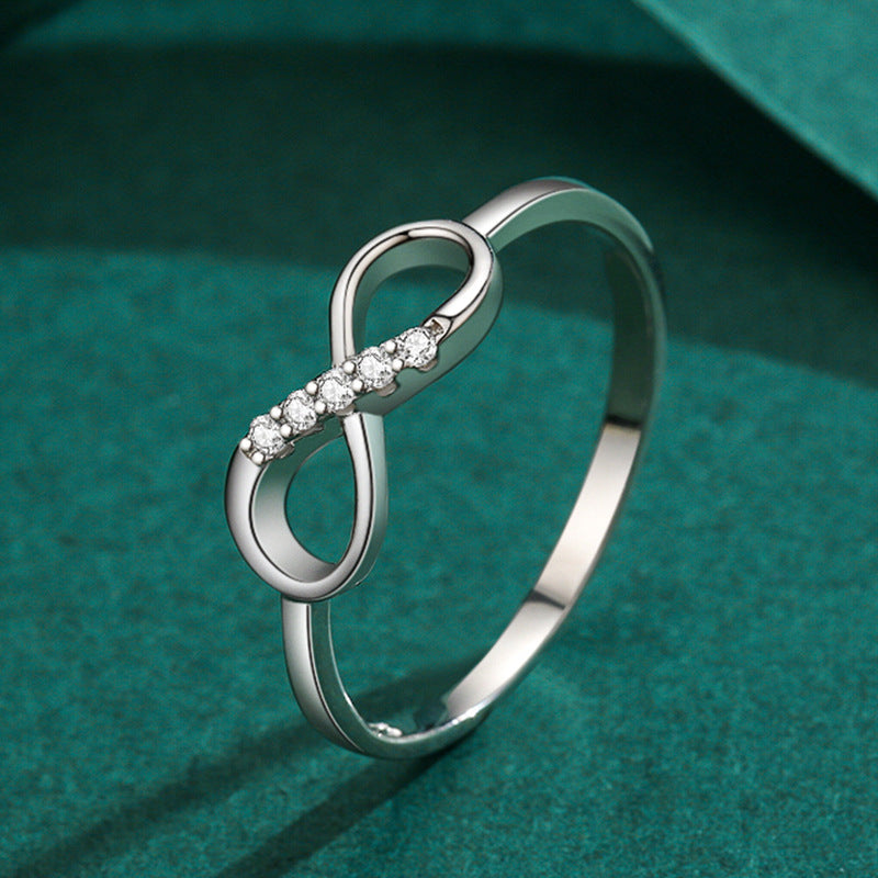 Sier Design Female Fashion Micro Rhinestone Rings