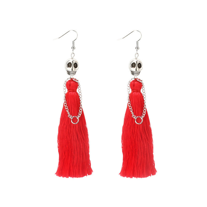 Accessories Punk Skull Tassel Fashion Retro Earrings