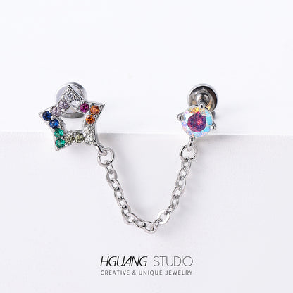 Titanium Steel Gold Ear Bone Pairs Earrings
