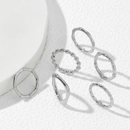 Steel Bamboo Female Six Pattern Niche Rings