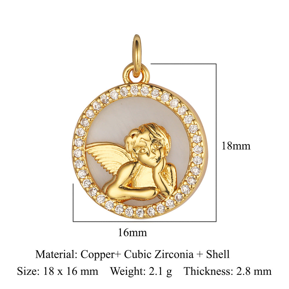 Copper Zircon Flower Angel Ornament Accessories Pendants