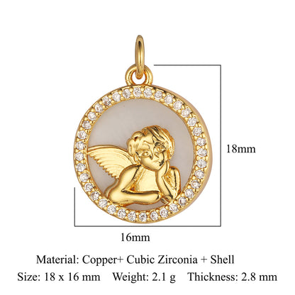 Copper Zircon Flower Angel Ornament Accessories Pendants