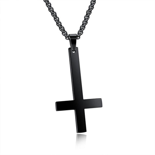 White Inverted Cross Titanium Steel Male Female Necklaces