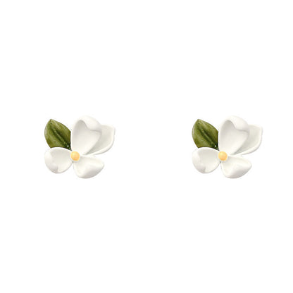 Women's Sier Needle Fresh Flower For Trendy Earrings