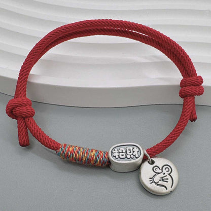 Zodiac Hand-woven Red Rope Sterling Blessing Money Drawing Life Bracelets