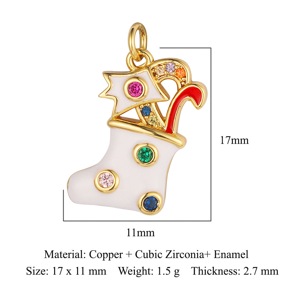 Copper Zircon Snowflake Gift Ornament Accessories Pendants