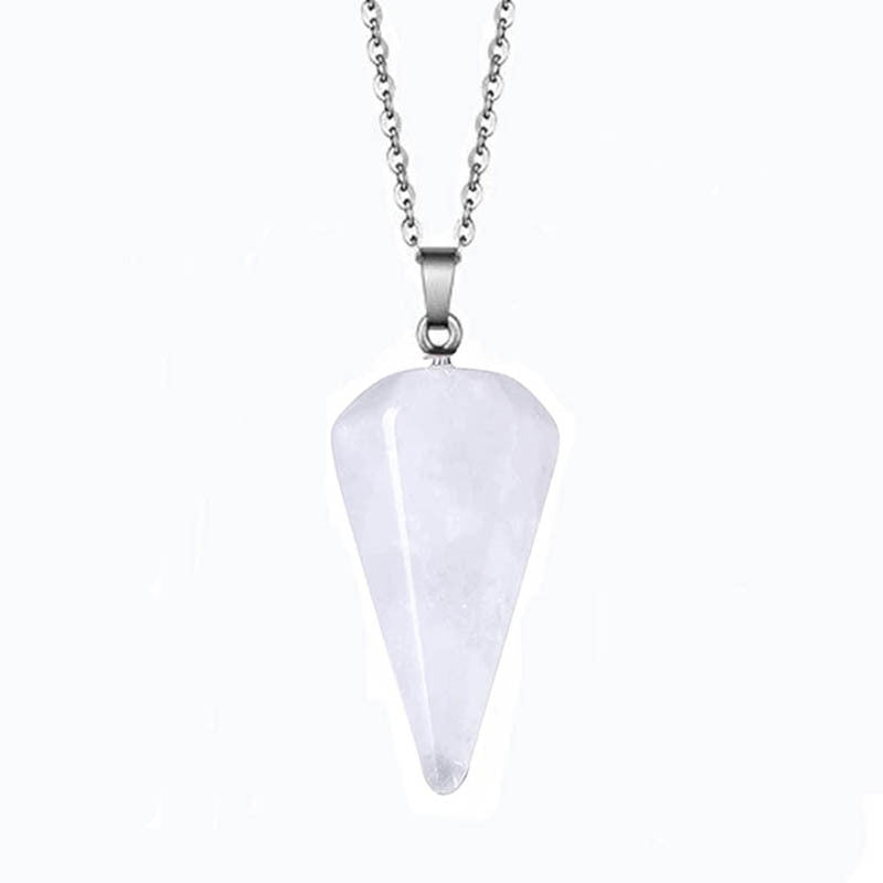 Natural Stone Hexagon Prism Conical Spirit Necklaces