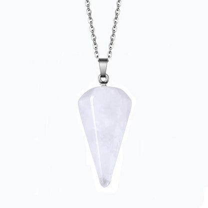 Natural Stone Hexagon Prism Conical Spirit Necklaces