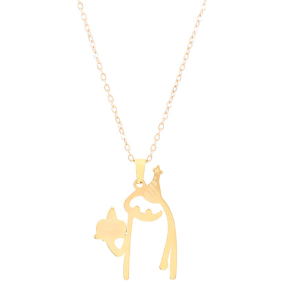 Women's & Men's Cute Cartoon Character Gold Stainless Steel Creative Necklaces