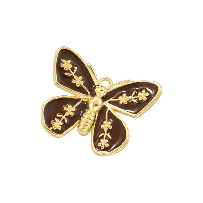 Colorful Oil Dripping Butterfly Cute Wild Two-color Pendants