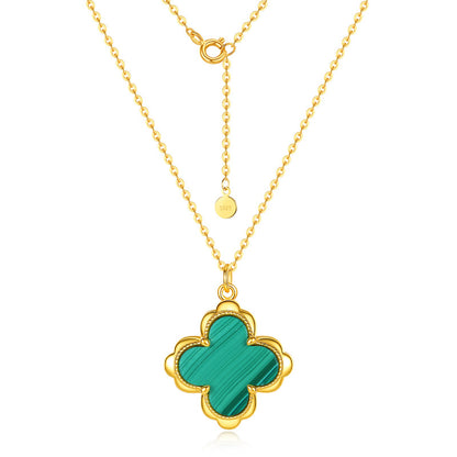 Clover Sterling Sier Lucky Peacock Emerald Necklaces
