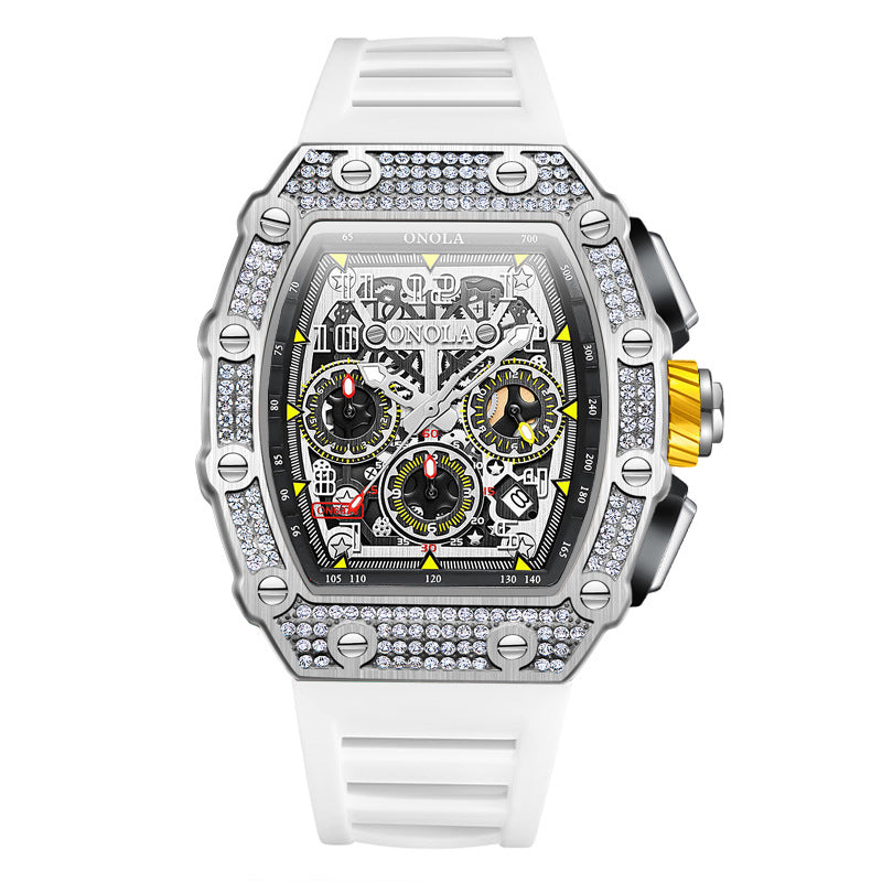Men's Diamond Stylish Versatile Watch Tape Fast Mechanical Watches