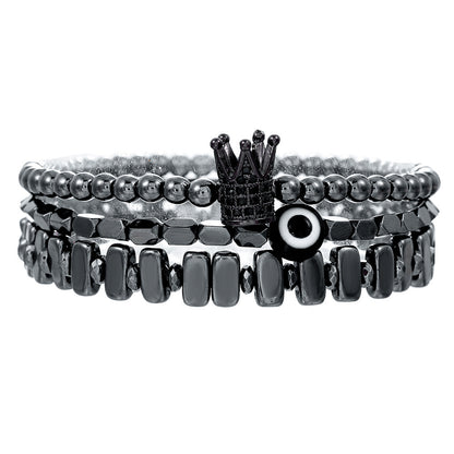 Combination Haematite Evil Eye Trendy Retro Bracelets