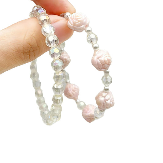 Children's Acrylic Pink Crystal String Beads Girlfriends Bracelets