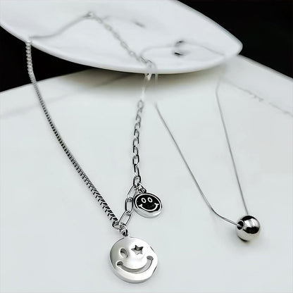 Women's & Men's Twin Smiley Face Expression Light Luxury Necklaces