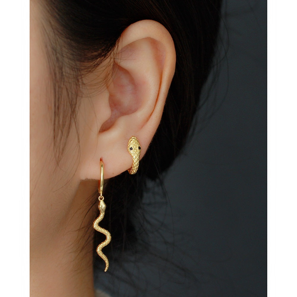 Luxury Snake-shaped Ear Clip Sterling Sier Trendy Rings