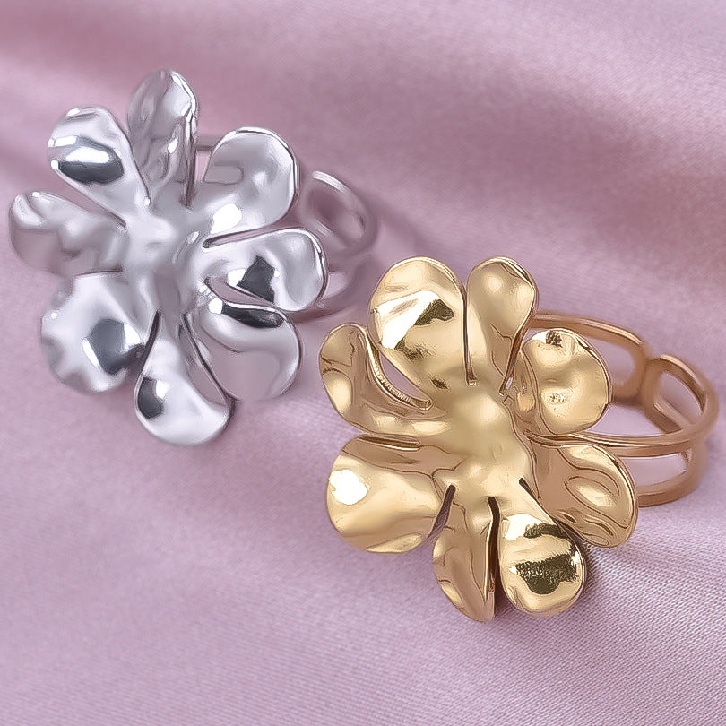 Stainless Steel Fashion Atmosphere Flower Vacuum Rings