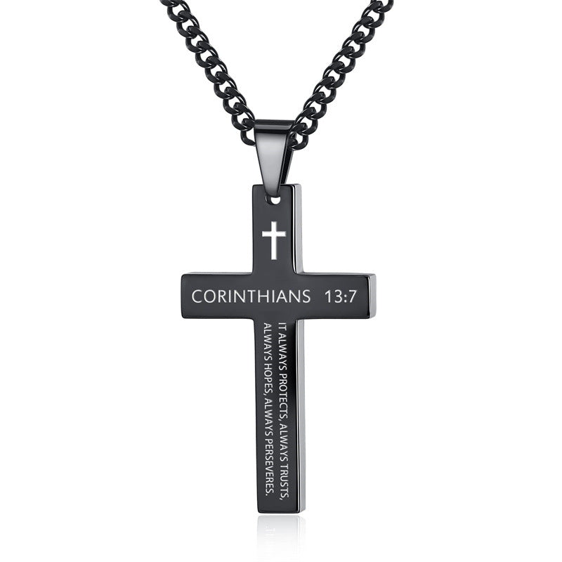 Cross Stainless Steel Color Oval Buckle Necklaces