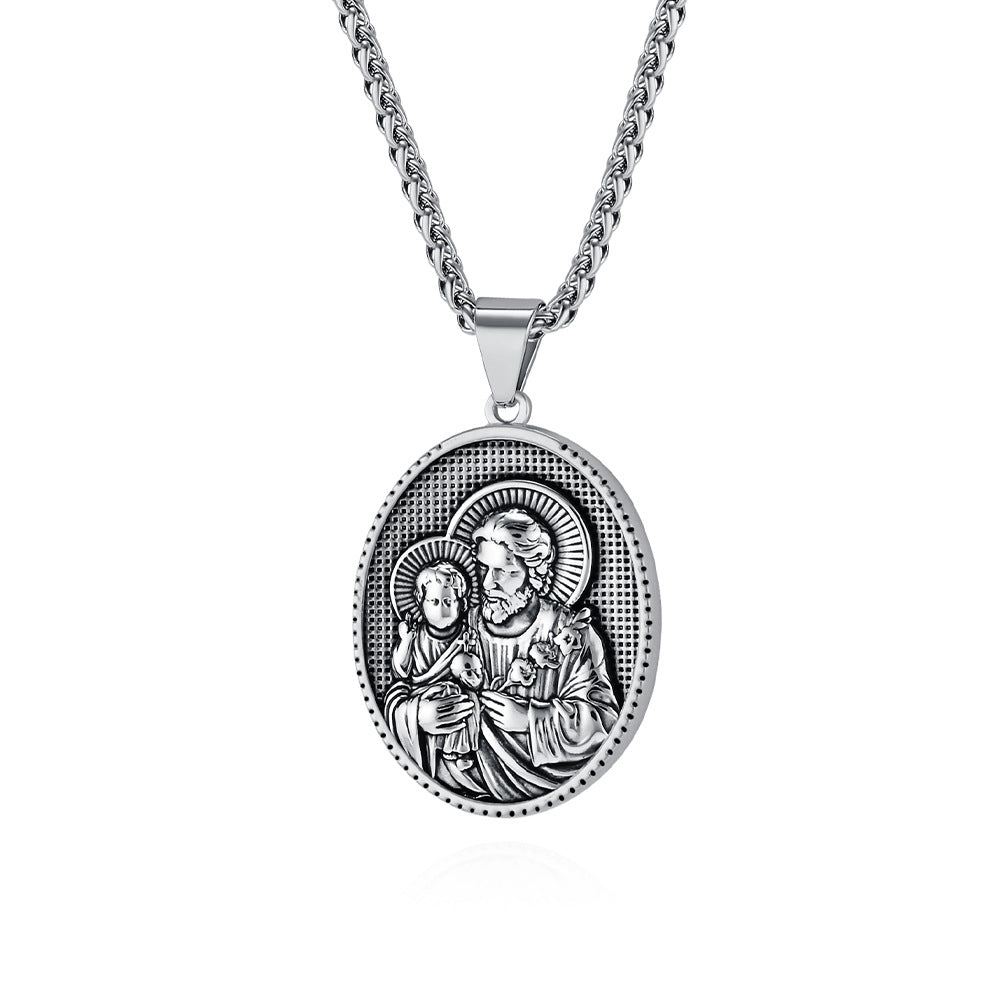 Round Plate Holy Father Son Jesus Pendants