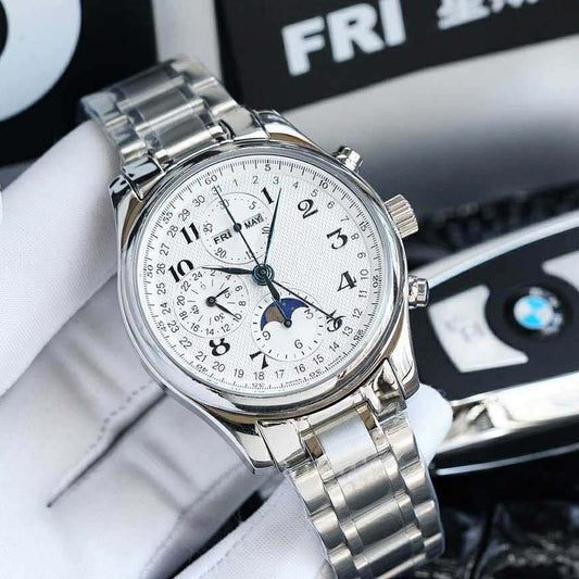 Men's Famous Master Moon Phase Stainless Steel Mechanical Watches