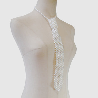 Tie Woven Hollowed Beaded Fake Collar Necklaces