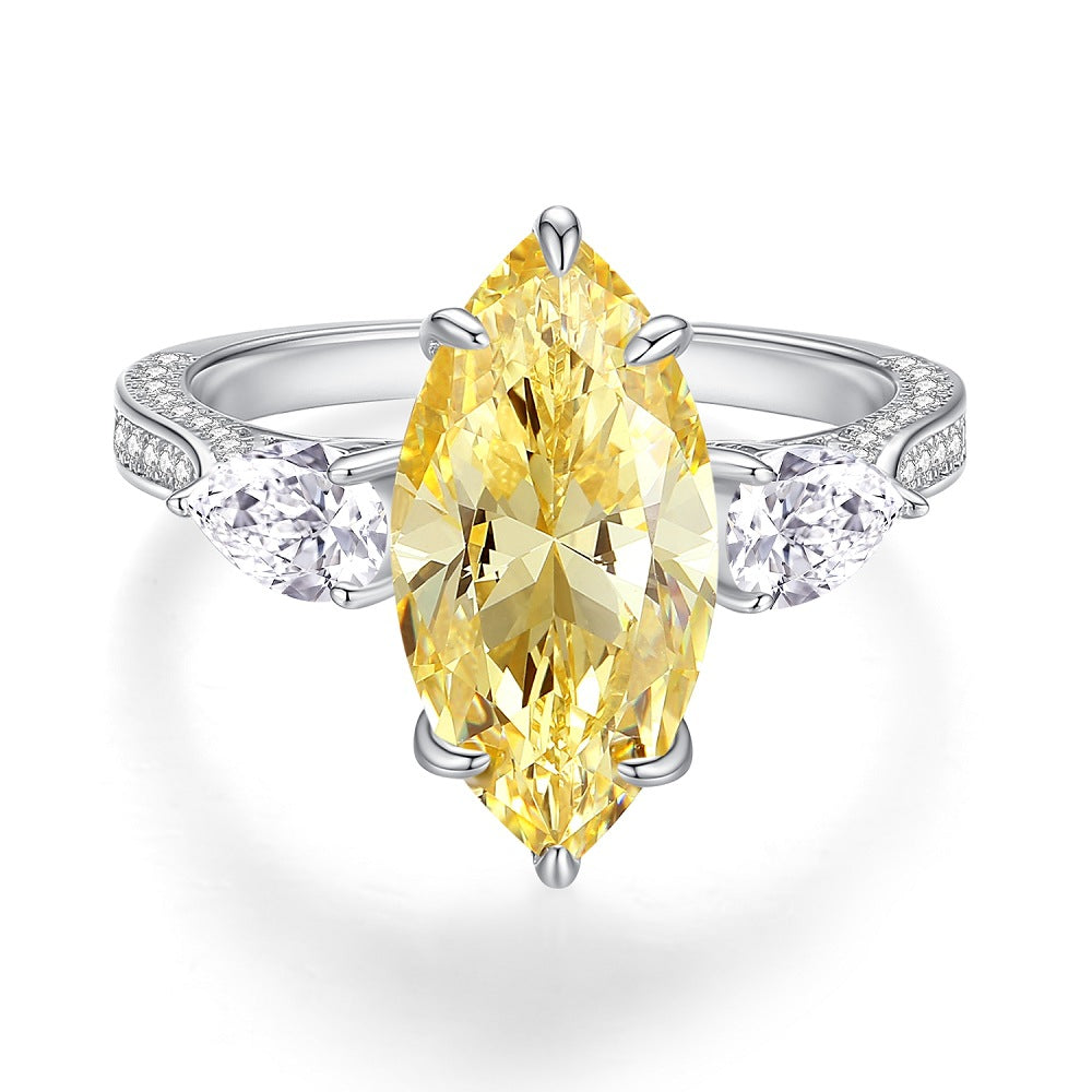 Sterling Sier Yellow Diamond Female Ice Rings