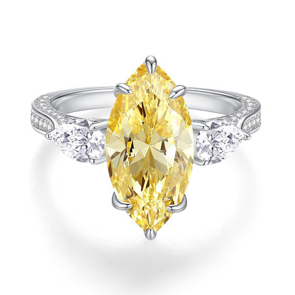 Sterling Sier Yellow Diamond Female Ice Rings