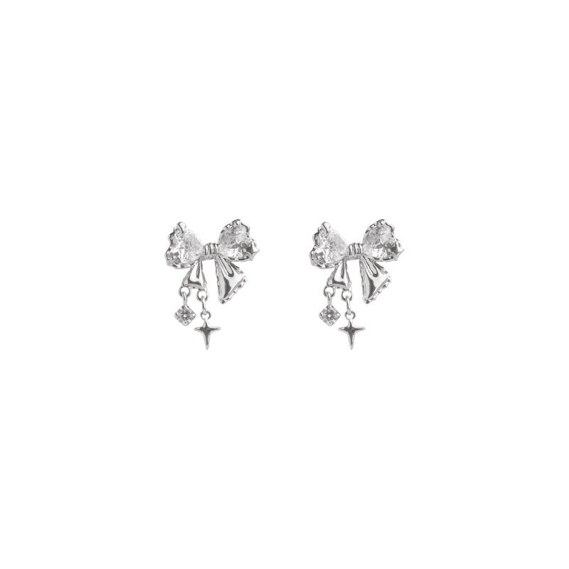 Women's Sweet Bowknot Zircon For Niche Design Senior Earrings