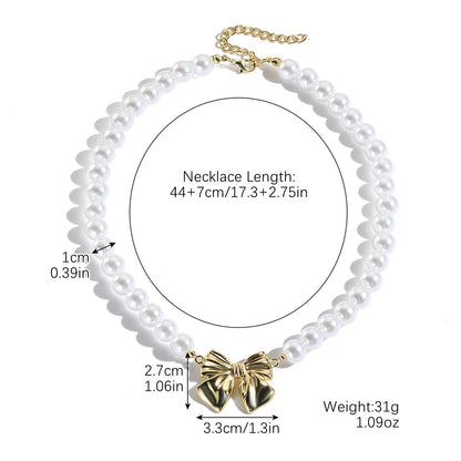 Women's Bow Pearl High-grade Design Sweater Chain Necklaces